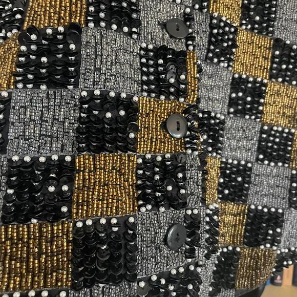 Vintage 80s Beaded Checkerboard Vest - Picture 3 of 7